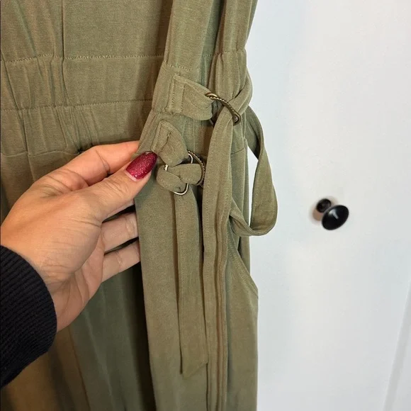 Anthropologie Brand Saturday Sunday | Olive Green Sleeveless Jumpsuit Romper - M - Picture 4 of 6